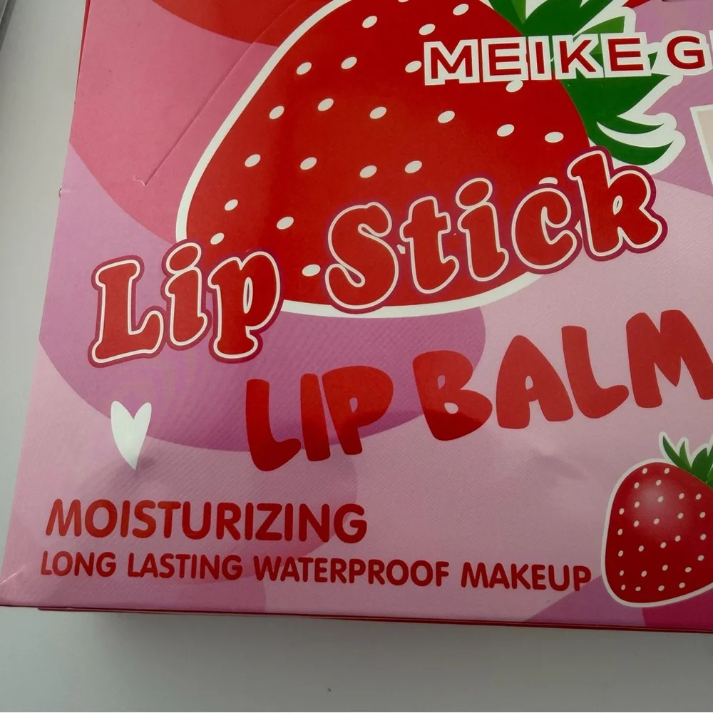 Red Strawberry Shaped Lip Balm Keychain